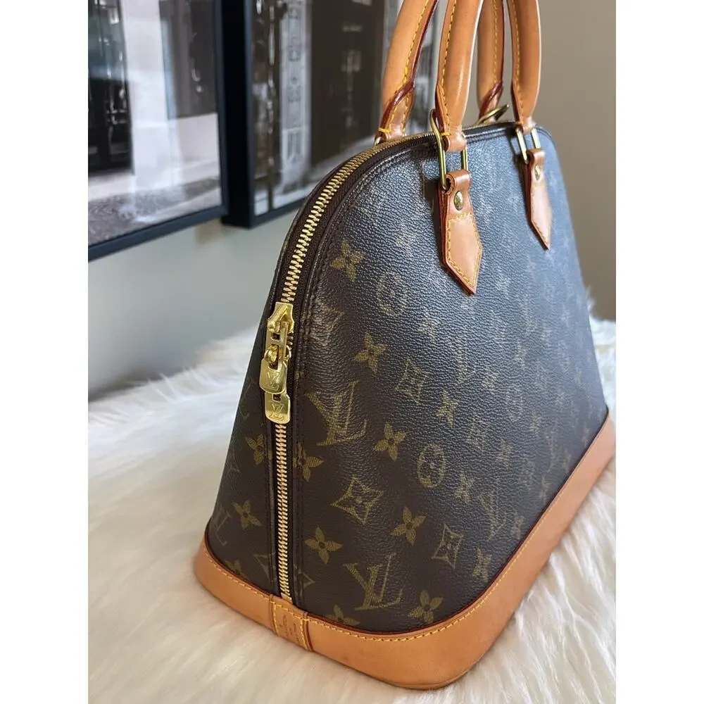 Louis Vuitton Monogram Alma Satchel in Brown and Tan